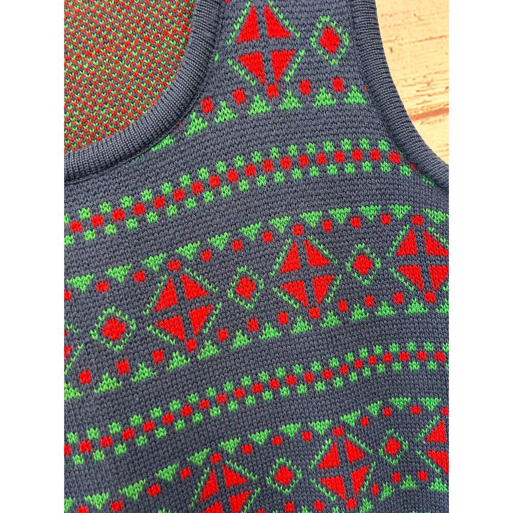 DEMETRE Men's / Unisex Pure Virgin Wool Fair Isle Sweater Vest VTG - Picture 3 of 4